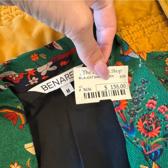BENARES 💕 Kelly Green Boho Paisley Jacket Blazer Coat - MEDIUM - Picture 6 of 17